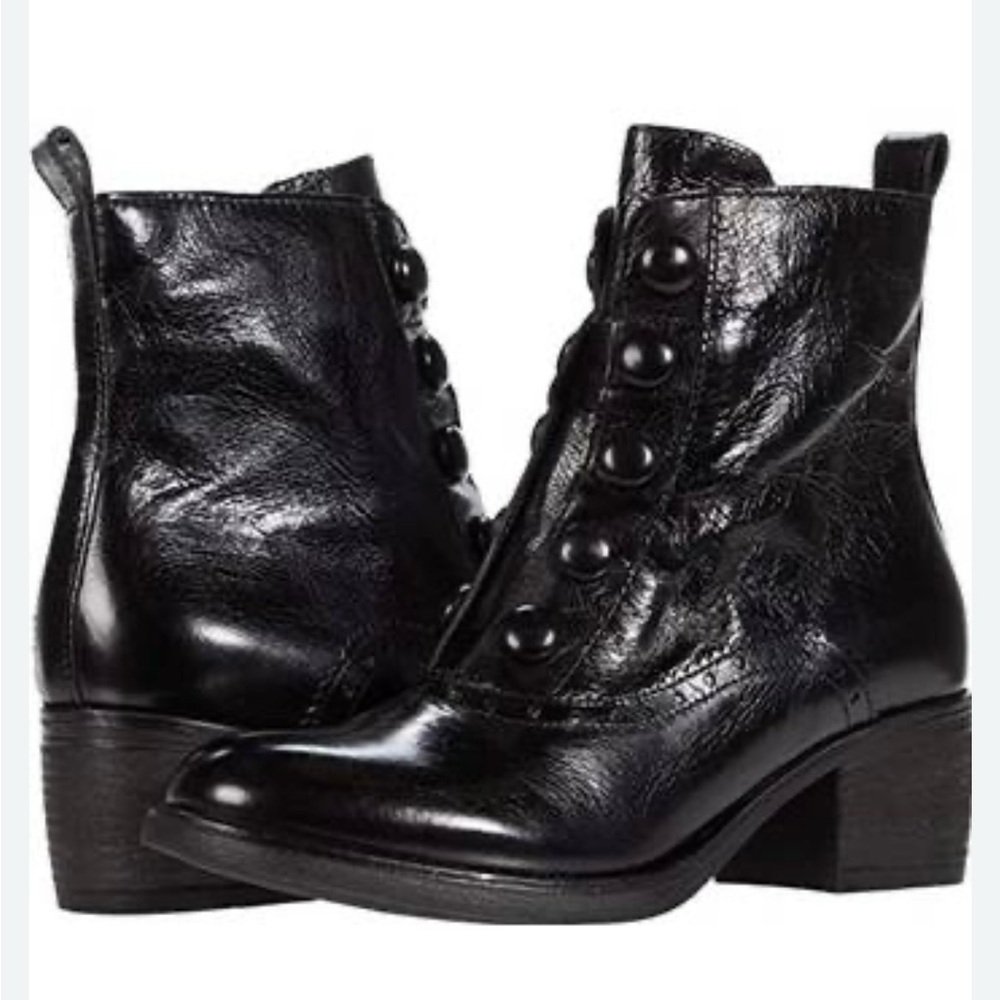 MIZ MOOZ Heritage "Oily" Leather "Grant" Victorian Button Front Black Bootie 37